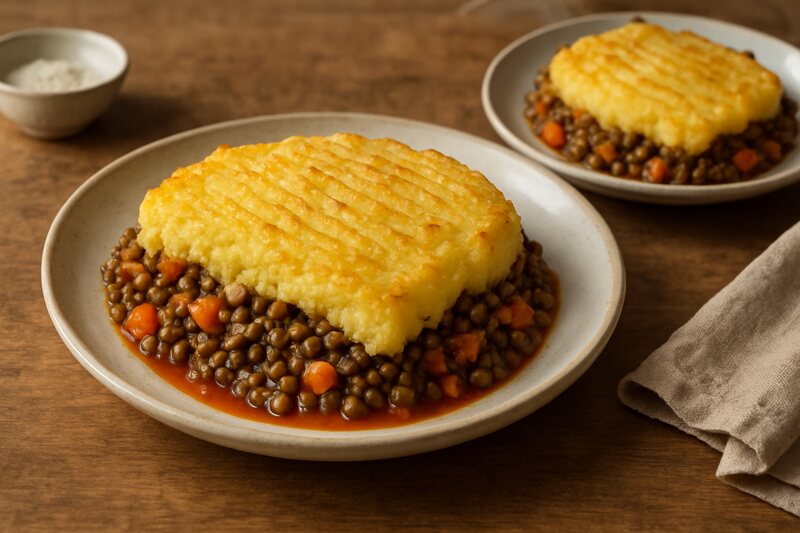 Suggestion de présentation : Hachis parmentier de lentilles